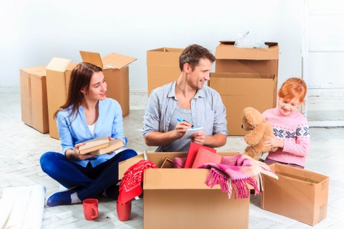 Office removals planning in Welling with desks and boxes