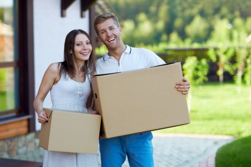 Preparing a business relocation with labelled boxes and setup