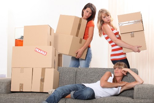 Moving boxes and furniture ready for transport in Welling